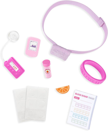 O Nosso Conjunto de Tratamento Geração Doce – Kit de Cuidados para Diabéticos para Bonecas de 18 Polegadas – Conjunto de 9 Acessórios para Diabéticos