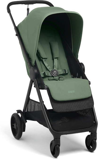 Mamas & Papas Libro, carrinho de viagem leve, dobrável com uma mão, arrumação compacta, assento reclinável, recém-nascido a 4 anos, verde-claro