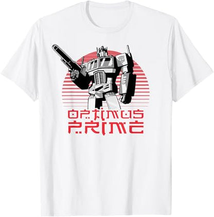 T-shirt Transformers Optimus Prime Retro Kanji Sunset Portrait