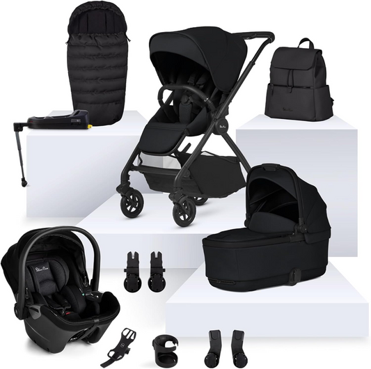 Silver Cross - Dune 2 Pushchair Ultimate Bundle, First Bed Carrycot, pacote de acessórios e cadeira auto Dream i-Size e base - Sistema de viagem para estilos de vida urbanos - Recém-nascido a 4 anos (22 kg) - Espaço