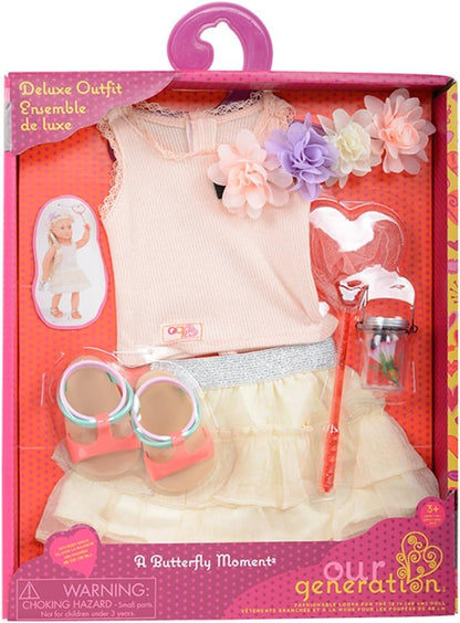 Roupa para bonecas Our Generation - Um momento borboleta - para bonecas de 46 cm - para idades dos 3, 4 anos ou mais