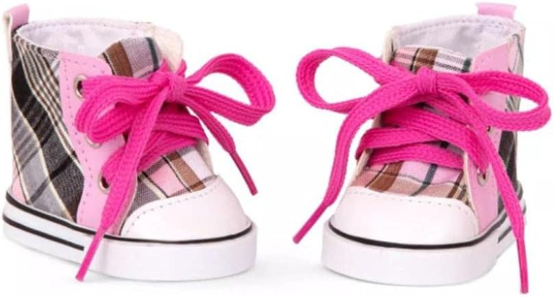 Sapatos de cano alto xadrez Our Generation para bonecas de 18"