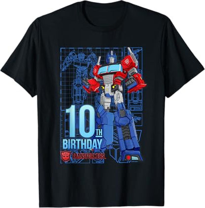 T-shirt de aniversário dos 10 anos do Optimus Prime dos TRANSFORMERS