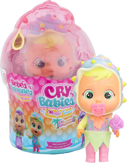 CRY BABIES MAGIC TEARS Conchas tropicais brilhantes e arenosas | Boneca colecionável que chora Lágrimas Espumosas com 8 Acessórios - Brinquedo para Meninas e Meninos +3 Anos