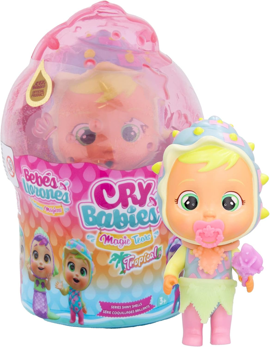 CRY BABIES MAGIC TEARS Conchas tropicais brilhantes e arenosas | Boneca colecionável que chora Lágrimas Espumosas com 8 Acessórios - Brinquedo para Meninas e Meninos +3 Anos