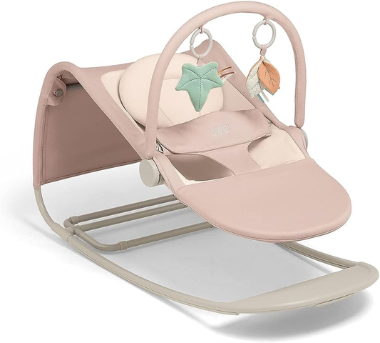 Mamas & Papas Tempo 3 em 1 Rocker/Bouncer, leve, com cinto de 3 pontos e barra de brinquedos magnética facilmente removível, Blush