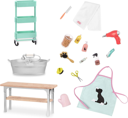 Acessórios para bonecas e animais de estimação Our Generation - Conjunto de higiene para animais de estimação - para bonecas de 46 cm - para idades entre os 3, 4 anos ou mais