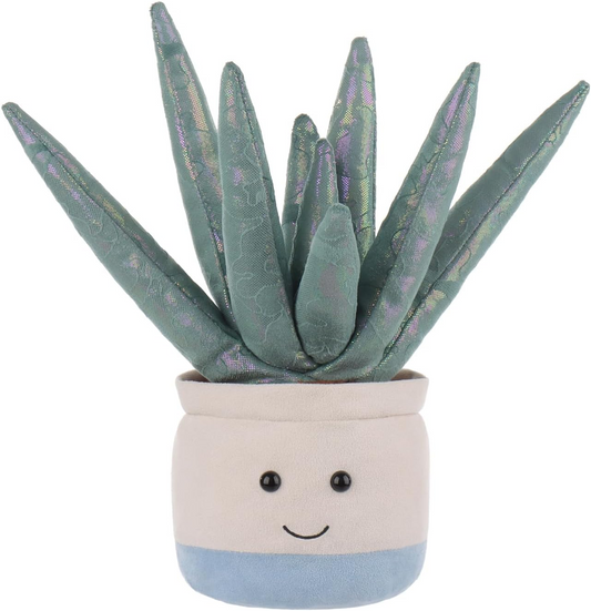 Damasco Cordeiro Suculento Flor em Vaso Peluche Planta Aloé Bichos de Peluche para Crianças, Brinquedos de Peluche Macios e Fofos para Bebés Meninas e Meninos, Planta Aloé em Vaso Fofo 11,9 Polegadas
