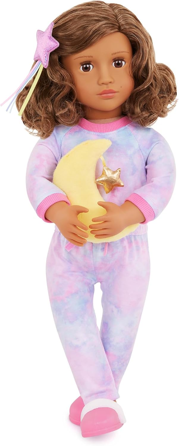 Boneca Luna Sleepover da Our Generation – Boneca de pijama de 45 cm e conjunto para dormir – Inclui roupa para dormir e conjunto de acessórios
