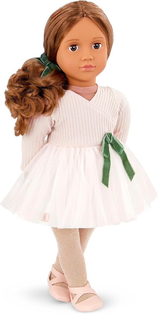 Our Generation Boneca bailarina Carlota de 45 cm com braços e pernas giratórias, características realistas, roupa de ballet e acessórios - ideal para brincadeiras criativas e aventuras de estilo