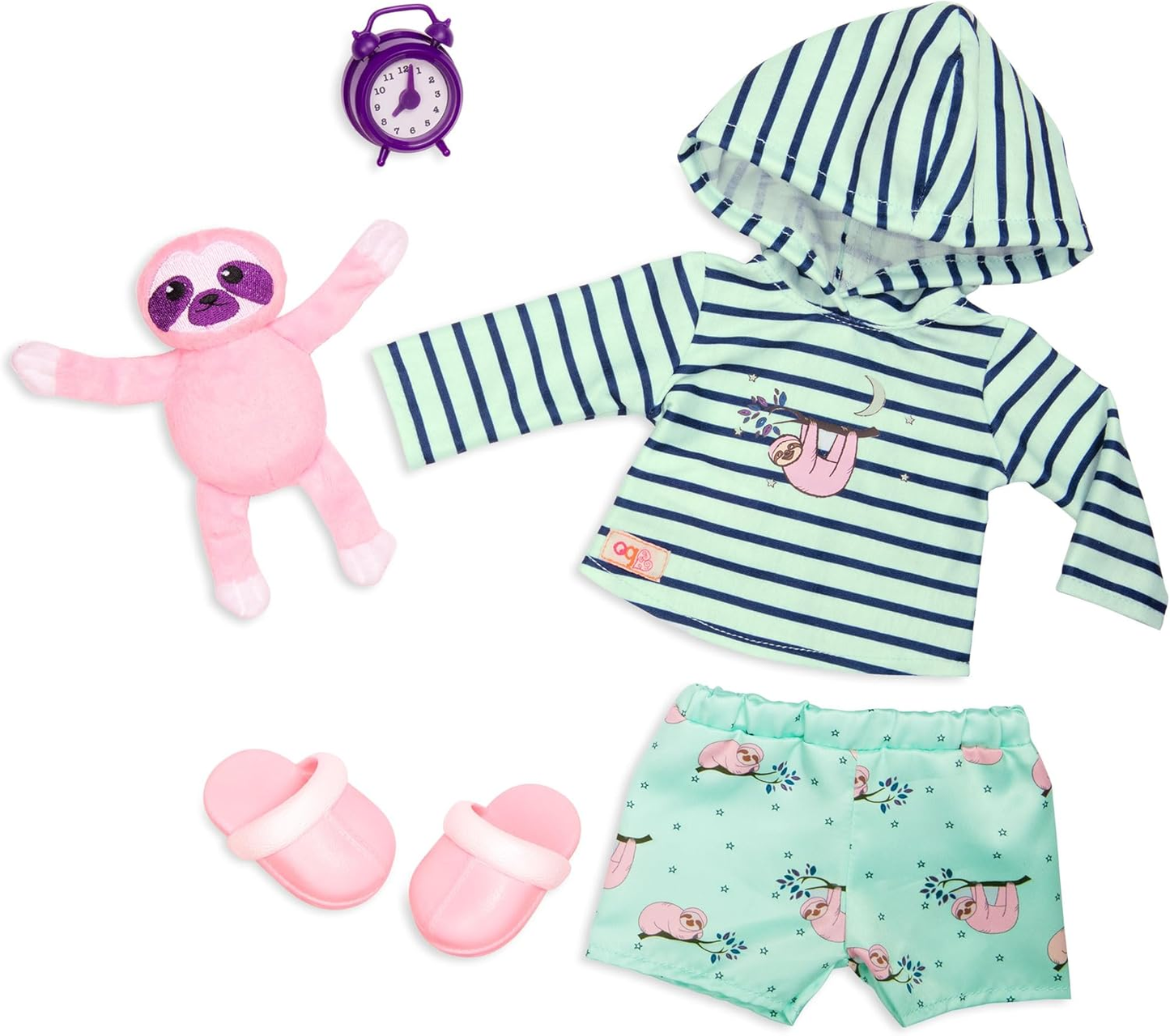 A Nossa Geração - Fato de Preguiça Sonolenta - Fato de Pijama e Peluche para Bonecas de 46 cm, Brinquedo de Peluche Preguiça, Acessórios para Dormir, Fato de Pijama com Capuz