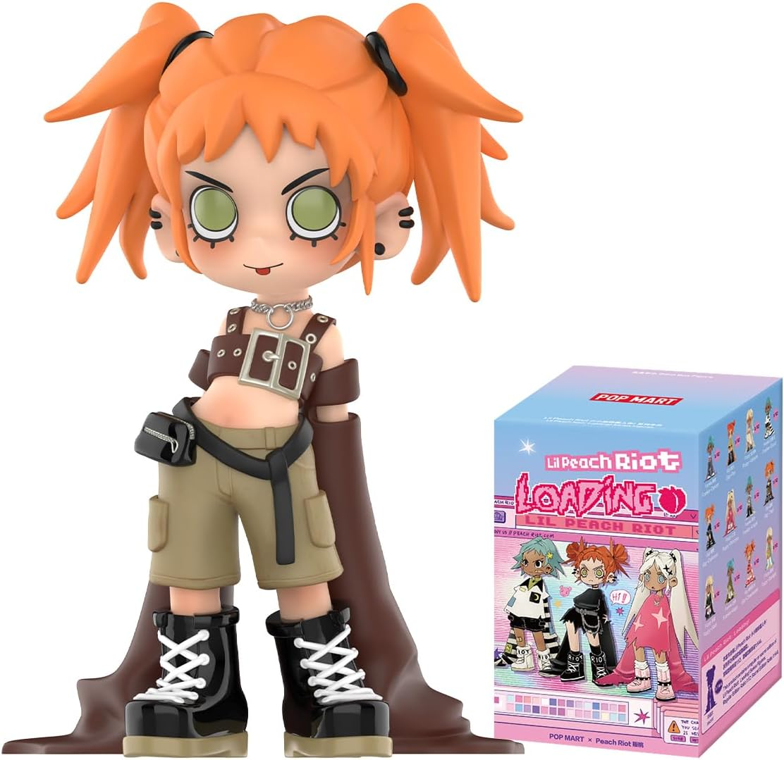 POP MART Lil Peach Riot: Carregando! Série de bonecos, 1 caixa, design premium, presente para mulheres, boneco de ação colecionável chique e favorito dos fãs