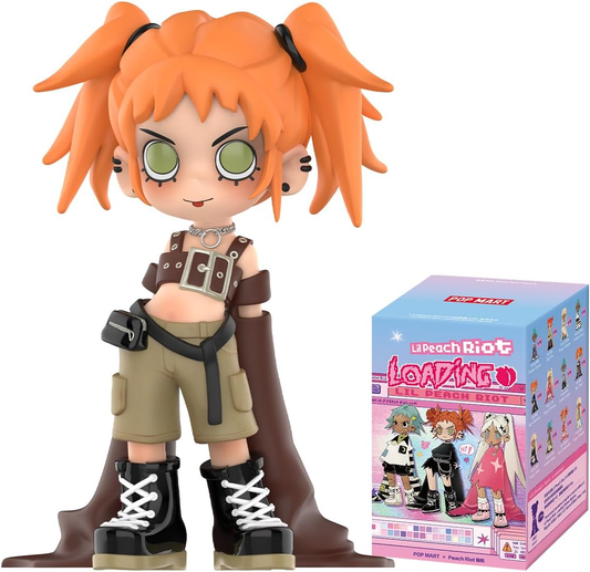 POP MART Lil Peach Riot: Carregando! Série de bonecos, 1 caixa, design premium, presente para mulheres, boneco de ação colecionável chique e favorito dos fãs