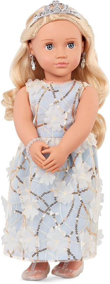 Our Generation – Boneca de 45 cm com vestido floral – Cabelo loiro e olhos azuis – Acessórios de joalharia – Brincadeira de faz de conta – Brinquedos para crianças a partir dos 3 anos – Ellory