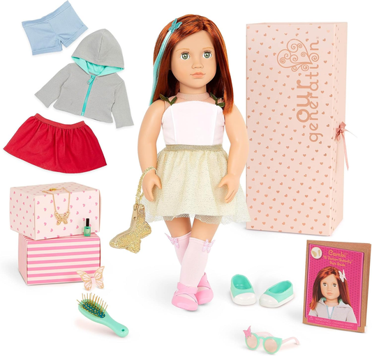 Our Generation – Boneca de 45 cm Butterfly Fashion Starter – Cabelo ruivo abaixo dos ombros e olhos verdes – 3 roupas e acessórios de estilo em caixa de oferta – Cambi