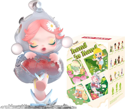 POP MART Hand in Hand Series Figuras 1 Caixa Articulada Personagem Design Premium Presentes para Mulheres Fã-Favorito Chic Art Toy Figura de Acção, Presente