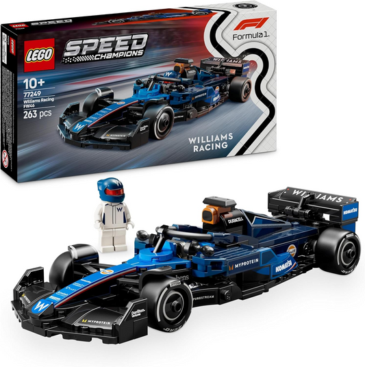 LEGO Speed Champions Williams Racing FW46 F1 Race Car Toy com uma minifigura colecionável de piloto de Fórmula 1 - Kits de modelos para meninos e meninas de 10 anos ou fãs adultos de automobilismo 77249