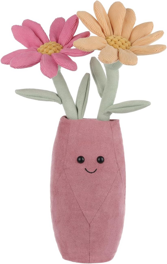 Vaso de Calliopsis de Cordeiro Damasco, Peluches para Crianças, Brinquedos de Peluche Macios e Bonitos para Bebés Meninas e Meninos, Vaso de Calliopsis Fofo Rosa 13,8 Polegadas