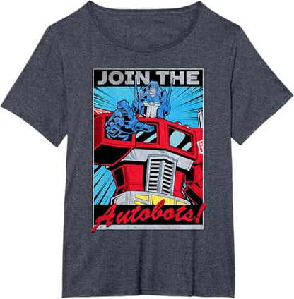 T-shirt com poster retro do Transformers Optimus Prime juntando-se aos Autobots