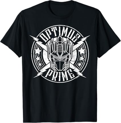 T-shirt Transformers Optimus Prime Vintage Rock Lightning Logo
