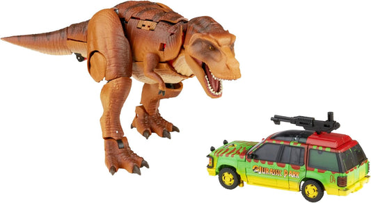 Transformers Generations Collaborative: Jurassic Park Mash-Up, Tyrannocon Rex e Autobot JP93, para maiores de 8 anos.