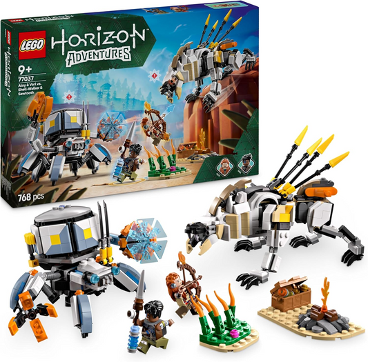 LEGO Horizon Adventures Aloy e Varl vs. Shell-Walker e Sawtooth Building Toy Set com Machine Monsters e Minifigures, Presente criativo para rapazes, raparigas e jogadores a partir dos 9 anos 77037