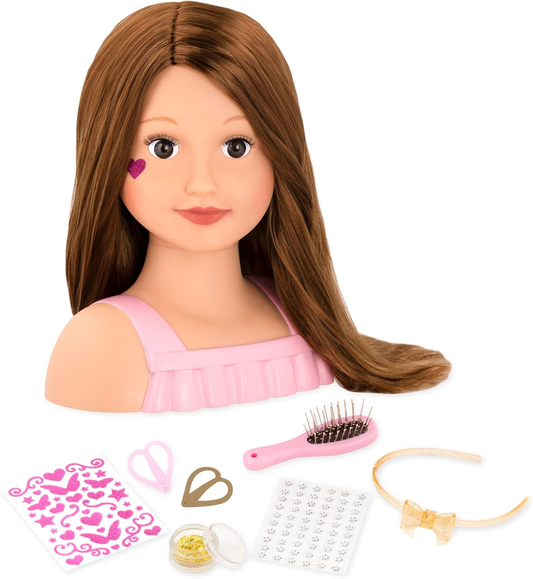 Cabeça de Tália para Penteado da Our Generation – Busto de Boneca para Pentear para Meninas a partir dos 3 Anos | Inclui Acessórios para Pentear