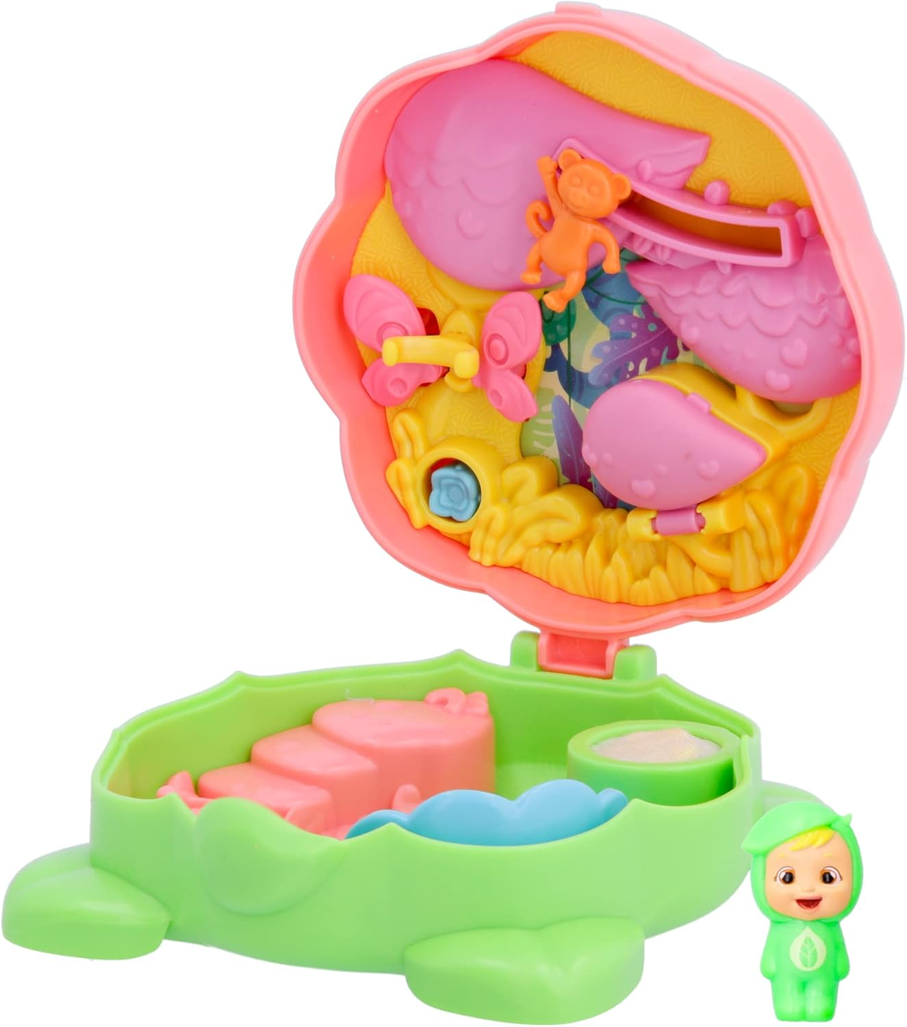 CRY BABIES Little Changers Greeny Cápsula colecionável em forma de Flor que inclui uma mini boneca, uma pipeta e um folheto +3 anos