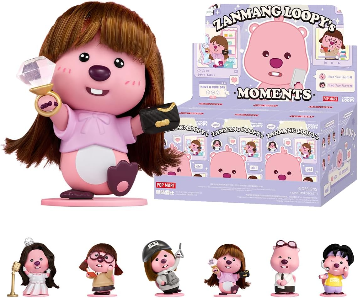POP MART ZANMANG LOOPY's Moments Series Figuras Conjunto Completo Design Premium Presentes para Mulheres Fãs-Favorito Colecionável Chic Art Toy Figura de Ação