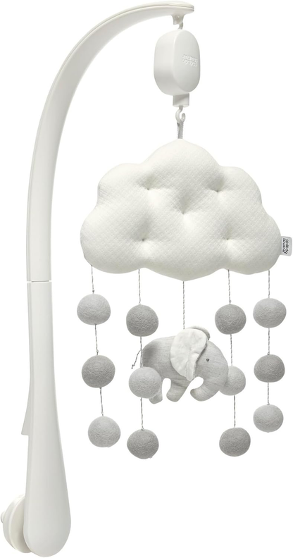 Mamas & Papas Bem-vindos ao Mundo Nuvem e Elefante Mobile Musical com Pompons, Elefante Cinzento