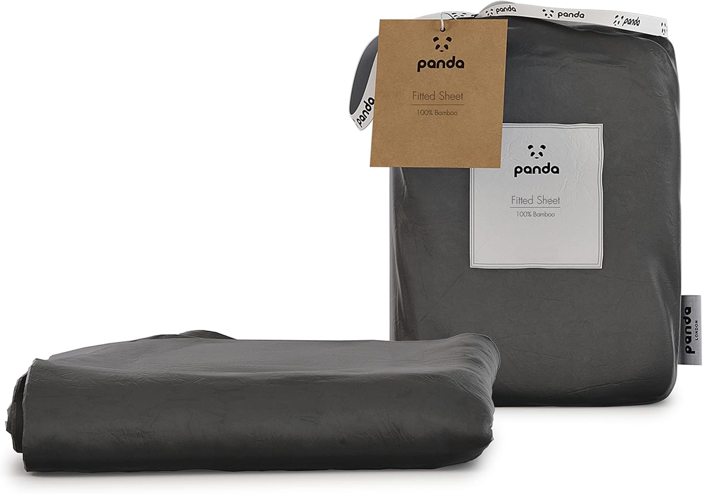Lençol com elástico Panda 100% bambu (cinza urbano, tamanho super king size do Reino Unido) (180 x 200 + 32 cm)