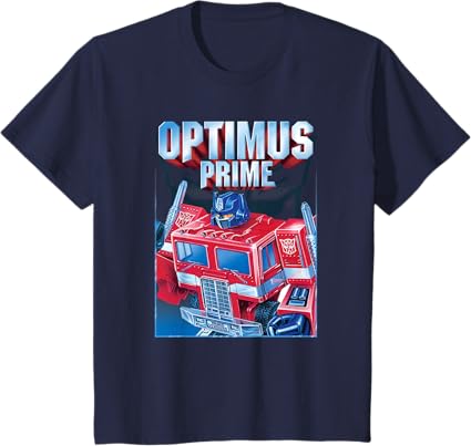 T-shirt Transformers Optimus Prime Retro Cube Hero Pose