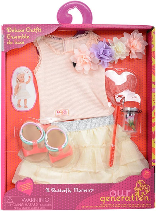 Roupa para bonecas Our Generation - Um momento borboleta - para bonecas de 46 cm - para idades dos 3, 4 anos ou mais