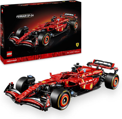 LEGO Technic Ferrari SF-24 F1 Car Model - Conjunto colecionável de Fórmula 1 com motor V6 à escala 1:8, caixa de velocidades, direção e DRS - Ideia de presente para fãs de corridas adultos e adolescentes 42207