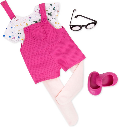 A Nossa Geração Um Toque de Diversão – Macacão de Artista com Design de Salpicos de Tinta para Bonecas de 18 Polegadas – Conjunto de 5 Peças