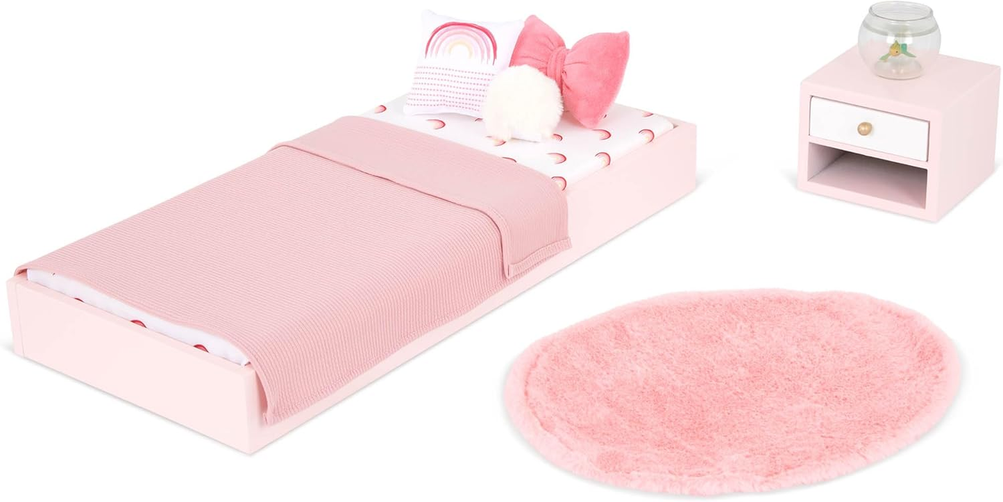 Conjunto de quarto Sweet Snuggles da Our Generation OG - Móveis para casa de bonecas de 45 cm - Conjunto de 10 peças