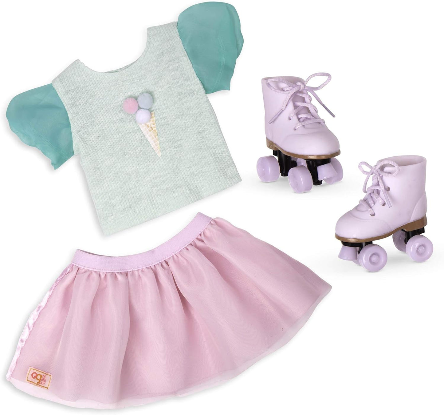 Nossa Geração – Roupas de boneca de 18 polegadas – Roupa de sorvete – Acessórios para patins – Brincadeira de faz de conta para maiores de 3 anos – Scoopalicious
