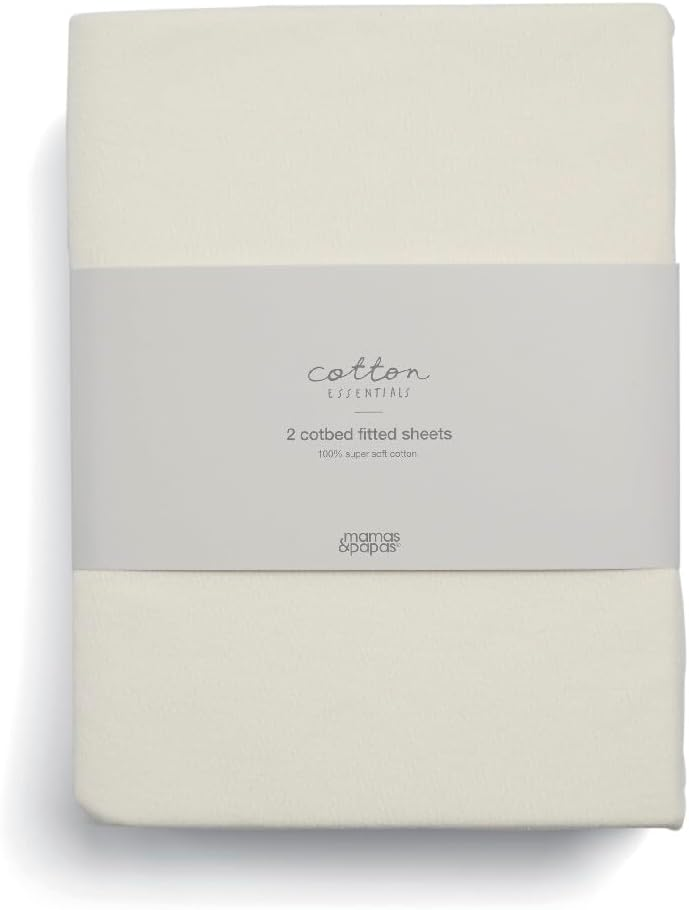 Pack de 2 lençóis ajustáveis para berço/cama Mamas & Papas, creme