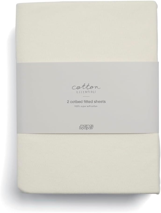 Pack de 2 lençóis ajustáveis para berço/cama Mamas & Papas, creme