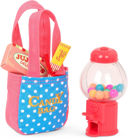 Conjunto de doces retro Our Generation - Máquina de gomas - Acessórios para bonecas de 46 cm - Jogo de fantasia - Brinquedo para crianças a partir dos 3 anos - Doces e guloseimas