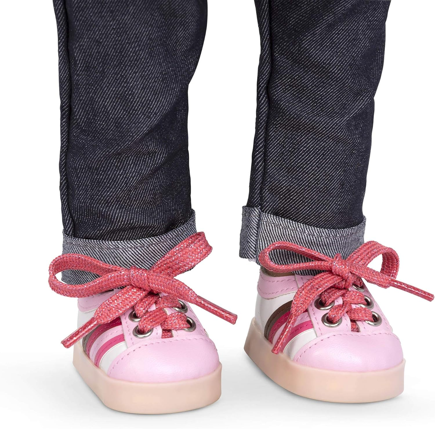 Sapatos Rainbow Delight da Our Generation – Ténis cor-de-rosa com luzes para bonecas de 45 cm – 1 par de sapatos
