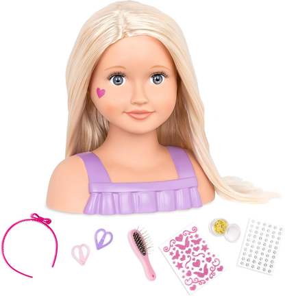 Cabeça de Trista para Penteado da Our Generation – Busto de Boneca para Pentear para Meninas a partir dos 3 Anos | Inclui Acessórios para Pentear