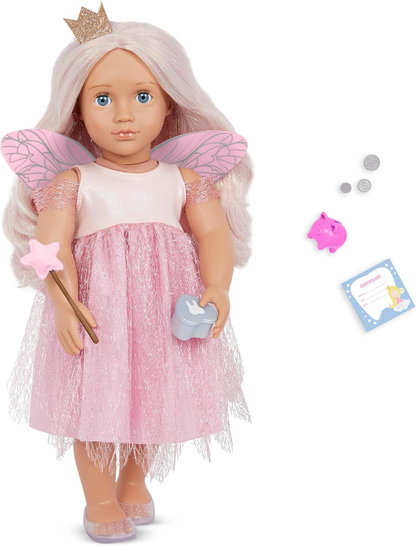 A nossa geração Twinkle Doll - Boneca Fada dos Dentes de 45 cm com asas e varinha - Inclui 12 peças de roupa e conjunto de acessórios