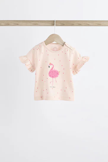 |BabyGirl| Conjunto Top e Shorts Para Bebê 2 Peças - Flamingo Rosa