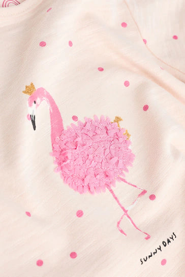 |BabyGirl| Conjunto Top e Shorts Para Bebê 2 Peças - Flamingo Rosa