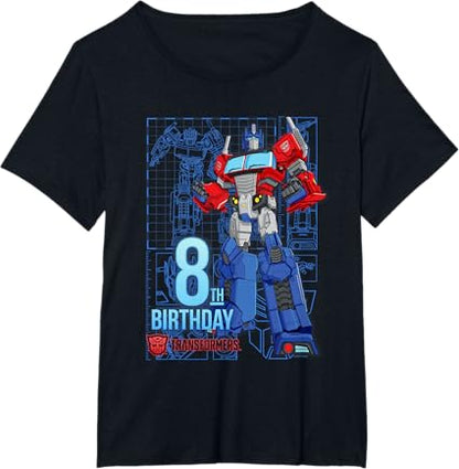 T-shirt de aniversário dos 8 anos do Optimus Prime dos Transformers