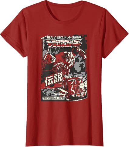 T-shirt Transformers Optimus Prime Capa de Banda Desenhada Japonesa Cybertroniana
