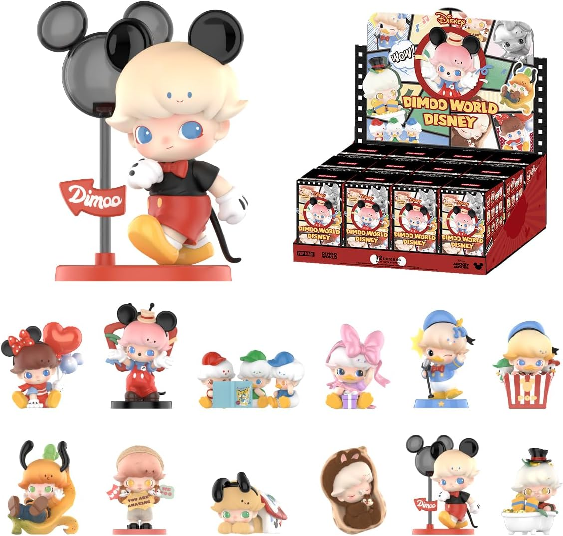 POP MART DIMOO WORLD X DISNEY Series-Mickey Bolsa de Peluche em Vinil 1 Caixa Personagem Articulado Design Premium Presentes Fã-Favorito Brinquedo Colecionável Figura de Acção de Brinquedo de Arte