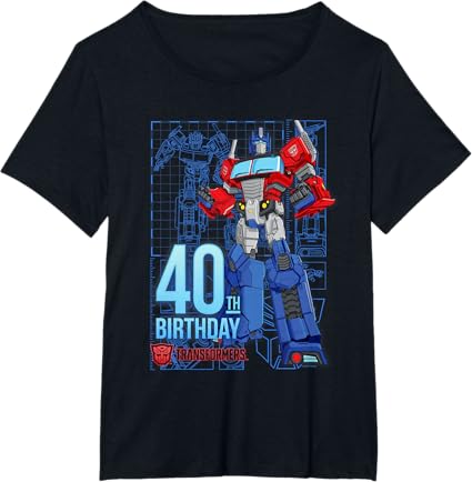 T-shirt de aniversário dos 40 anos do Optimus Prime dos Transformers