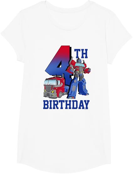 T-shirt com poster comemorativo do 4º aniversário do Optimus Prime de Transformers com efeito degradé